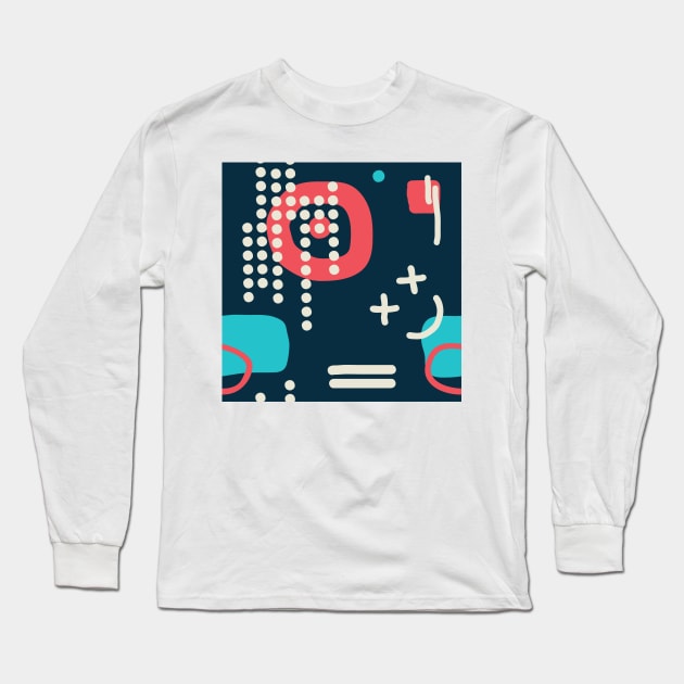 Modern hand draw colorful abstract seamless pattern Long Sleeve T-Shirt by Olga Berlet